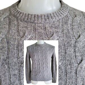 Saks Fifth Avenue Cashmere Cable Knit Crew Neck Grey Size M